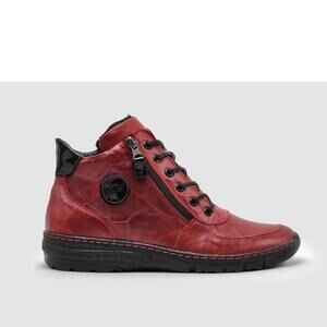NEW KCR GROUP women's everyday wool-lined zip-up leather boots in red